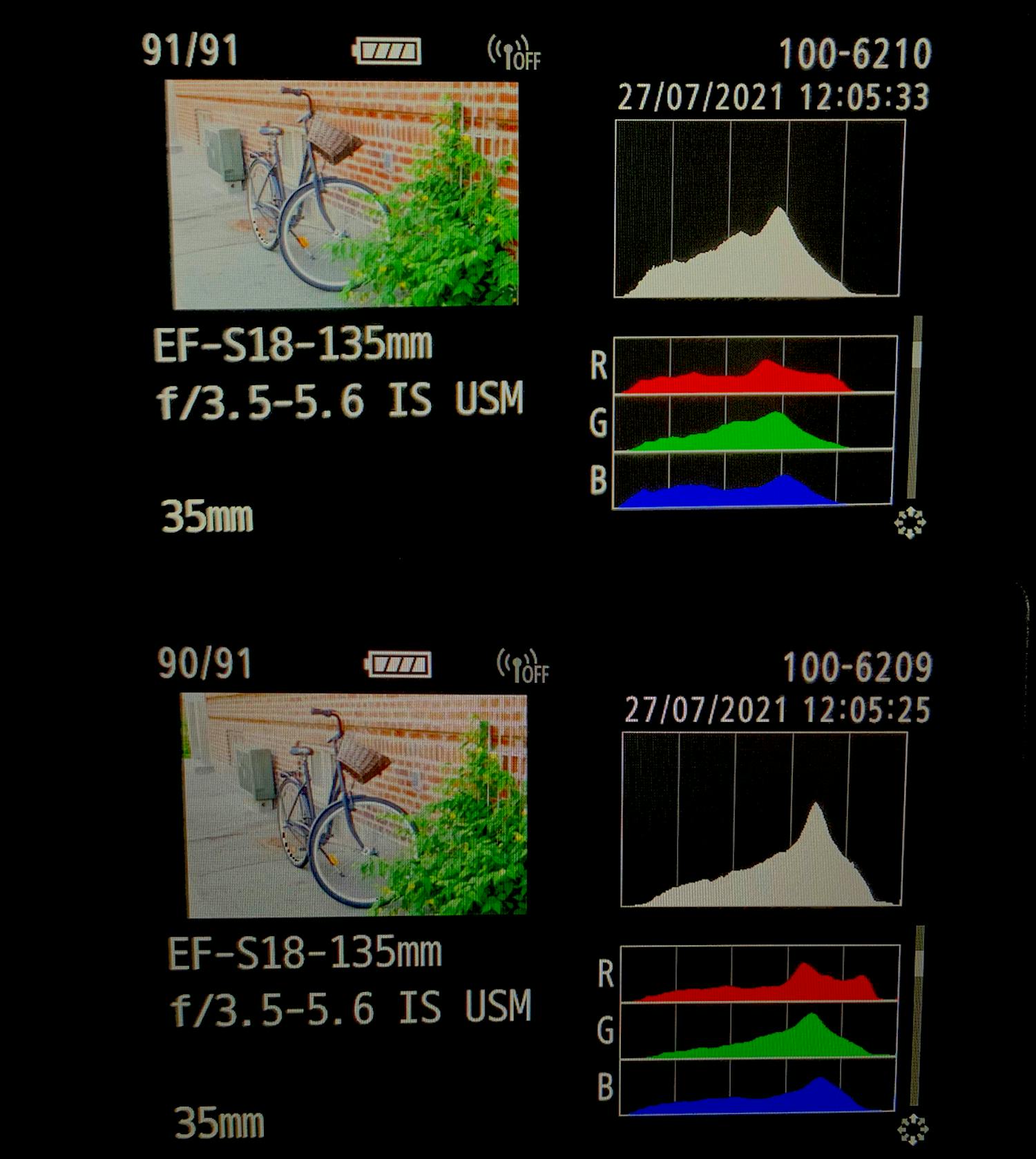 Tjek histogrammet Histogram veleksponeret og overeksponeret